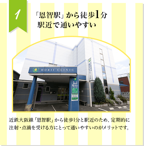 「恩智駅」から徒歩1分駅近で通いやすい